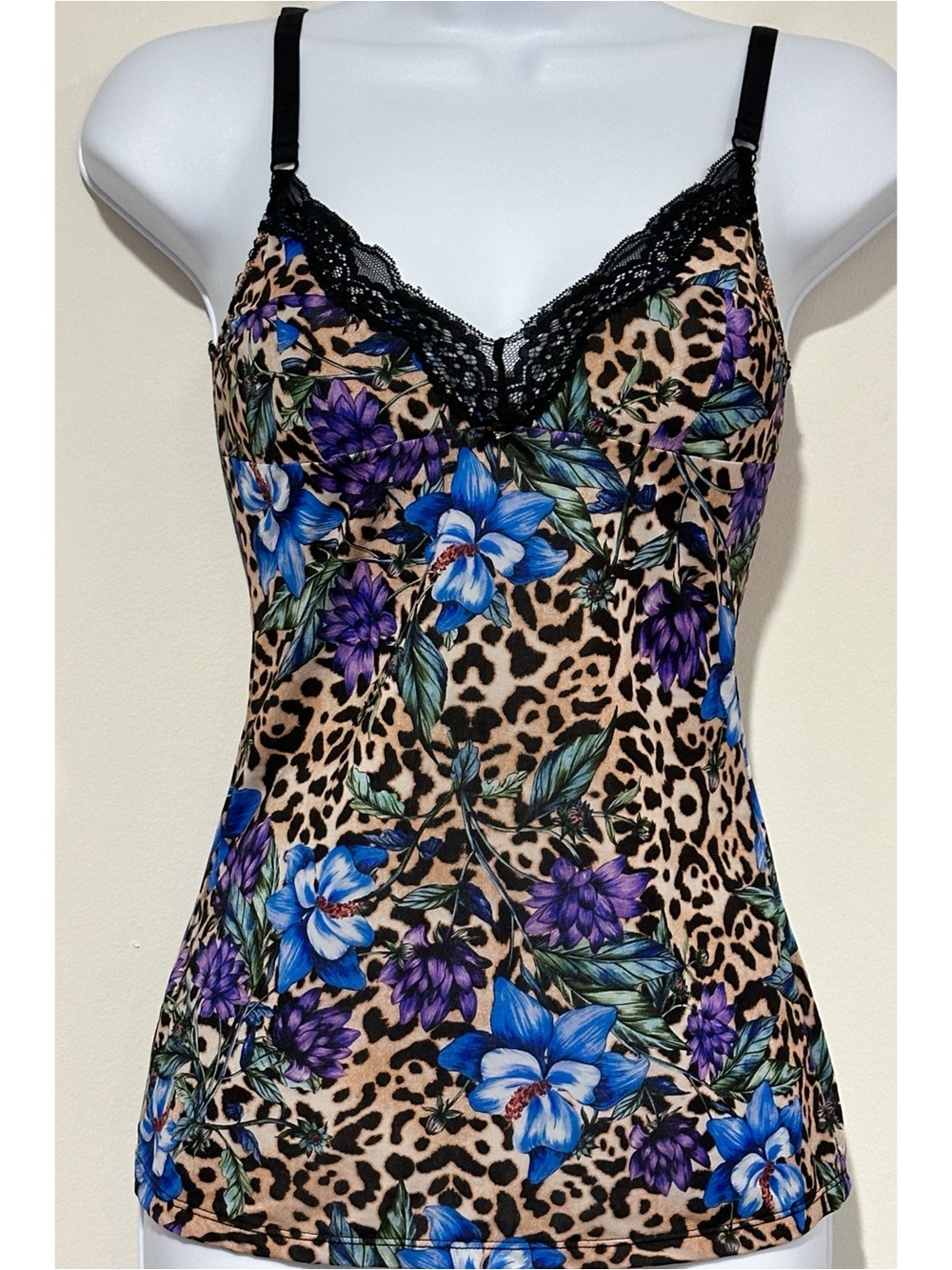 Guess Y2K Lace Leopard Print Top
